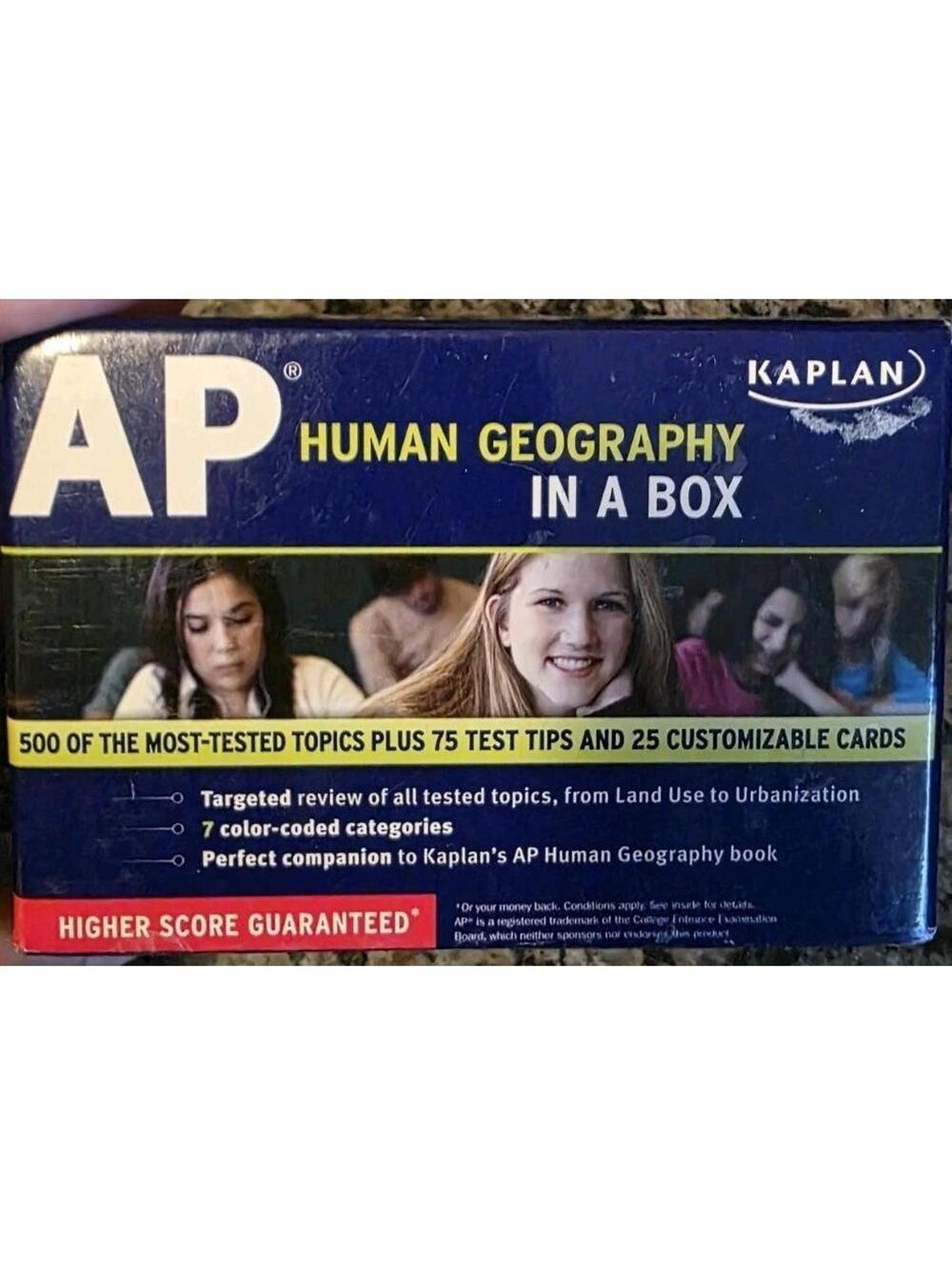 KAPLAN AP HUMAN GEOGRAPHY IN A BOX Flash Cards Study Materials